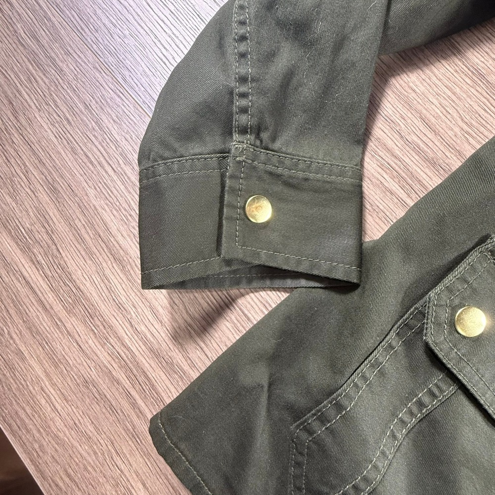Talbots Women's Field Utility Jacket Olive Green Pockets 14W Fall Chore Canvas - Picture 14 of 16
